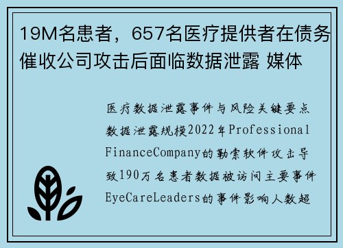 19M名患者，657名医疗提供者在债务催收公司攻击后面临数据泄露 媒体