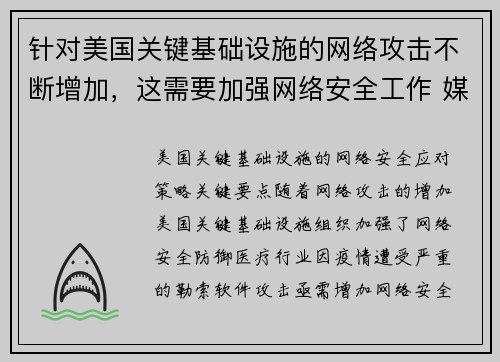 针对美国关键基础设施的网络攻击不断增加，这需要加强网络安全工作 媒体